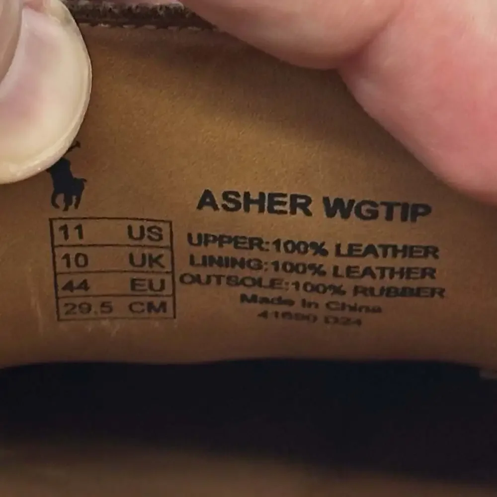 Polo Ralph Lauren Asher Wingtip Brown Leather Oxfords Dress Shoes Men's Size 11